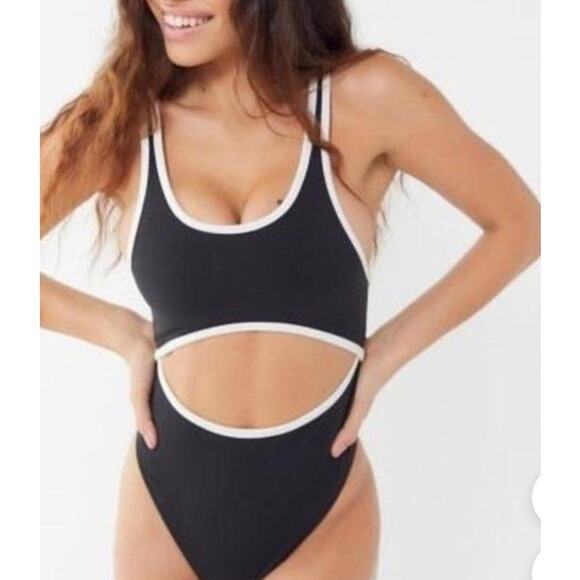 Urban Outfitters OUT FROM UNDER black white cut out body suit jumpsuit Size XS - Picture 7 of 12